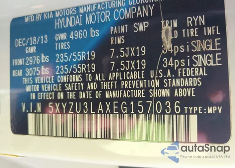 2014 Hyundai Santa Fe Sport 2.0L Turbo from USA, damaged, VIN 5XYZU3LAXEG157036